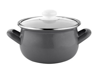 HRNEC SMALTOVANÝ PYZA S POKLIČKOU 18CM 3L CAPRI ŠEDÝ