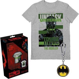 Pánské tričko s přívěskem DC Comics|Batman: The Riddler (S) šedá bavlna