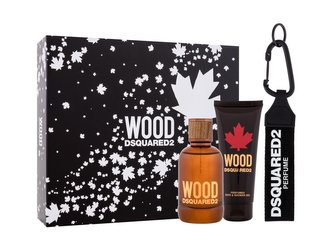 Dsquared2 Wood toaletní voda 100 ml + sprchový gel 100 ml + přívěsek na klíče