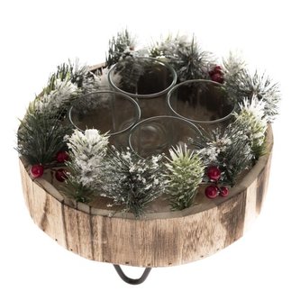 Dřevěný svícen se sklem, 0/36