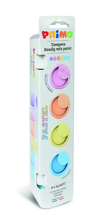 Temperové barvy PRIMO PASTEL, 6 x 25ml, kelímky