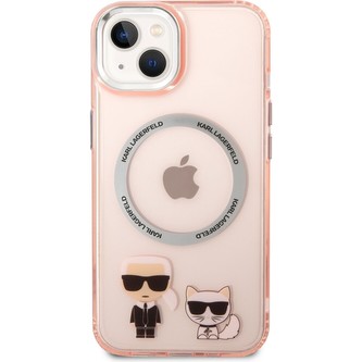 Karl Lagerfeld MagSafe kryt Karl and Choupette iPhone 14 růžový