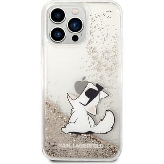 Karl Lagerfeld Liquid Glitter Choupette Eat kryt iPhone 14 Pro Max zlatý