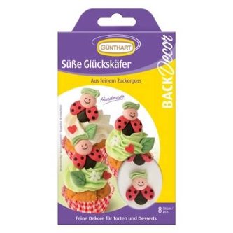 Cukrová dekorace na dort rozesmáté berušky 8ks v balení - Gunthart