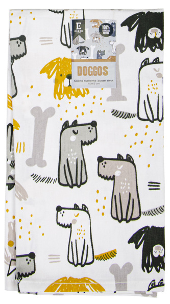 Kuchyňská bavlněná utěrka DOGGOS šedá 45x65 cm 100% bavlna