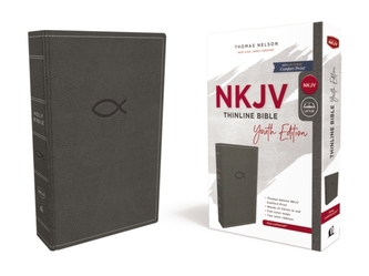 NKJV, Thinline Bible Youth Edition, Leathersoft, Gray, Red Letter Edition, Comfort Print