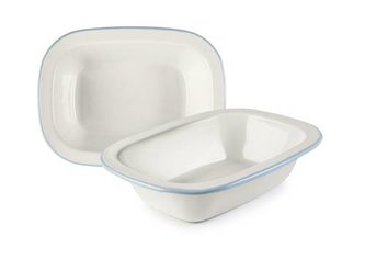 Smaltovaný pekáček 25 x 19 x 6 cm světle modrý okraj - bez poklice - Ibili