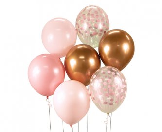Balonkový buket Chrome Růžovo-měděný - 7 ks Balonkový buket Chrome Růžovo-měděný - 7 ks
