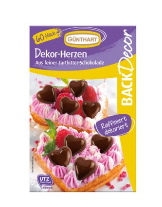 Čokoladové decorace srdce 60ks - Gunthart