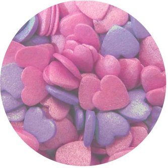 Cukrové zdobení srdíčka fialovo růžová 65g - Scrumptious