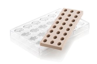 Profesionální polykarbonátová forma na pralinky ovál 24x8,5ml - Silikomart