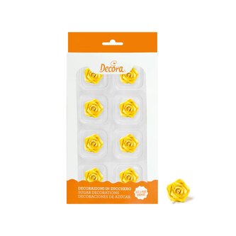 Cukrové růže malé žluté 8ks - Decora