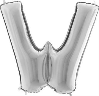 Foliové písmeno W stříbrné 102 cm