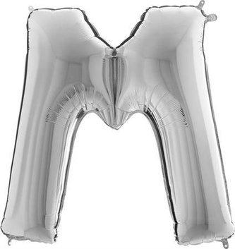 Nafukovací balónek písmeno M stříbrné 102 cm - Grabo
