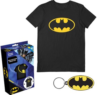 Pánské tričko s přívěskem DC Comics|Batman: Logo (L) černá bavlna