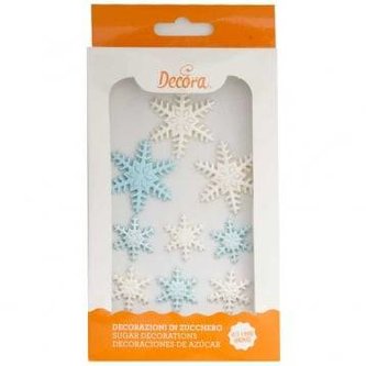Cukrová dekorace na dort sněhové vločky 9ks - Decora