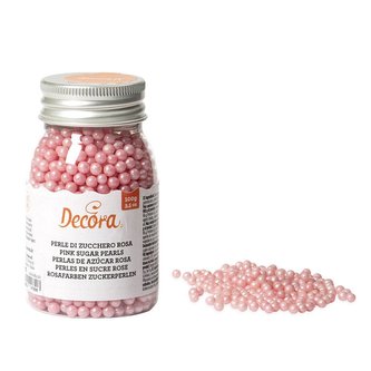 Cukrové zdobení perličky 4mm růžové 100g - Decora