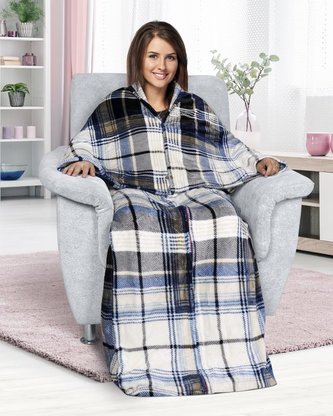 Korall televizní pytel 150x200 cm - modré čtverce