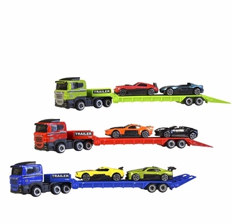 Tahač s návěsem a auty