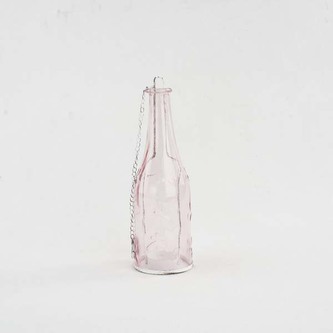 Závěsný skleněný svícen - fialové barvy - tvar láhve 0/24