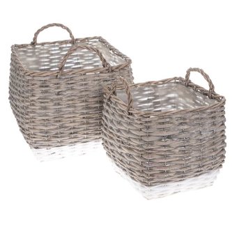 Proutěný košík s PVC - hranatý 2ks, 0/6