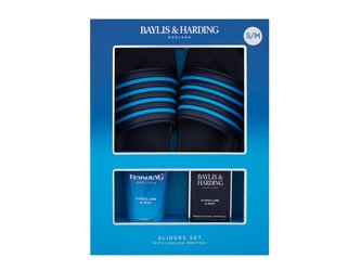 Baylis & Harding Citrus Lime & Mint sprchový gel Citrus Lime & Mint 140 ml + krystalky do koupele Citrus Lime & Mint 100 g + pantofle S/M