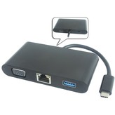 PremiumCord Převodník USB-C 3.1 na VGA + Audio + USB3.0 + RJ45 + PD charge