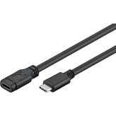 PremiumCord prodlužovací kabel USB-C/M - C/F 1m černý