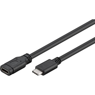 PremiumCord prodlužovací kabel USB-C/M - C/F 1m černý