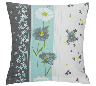Povláček flanelový - tyrkysový květ s pruhem - 40x40cm