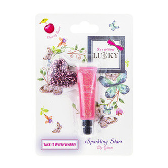 Lukky třpytivý lesk na rty s přívěskem, třešňová příchuť