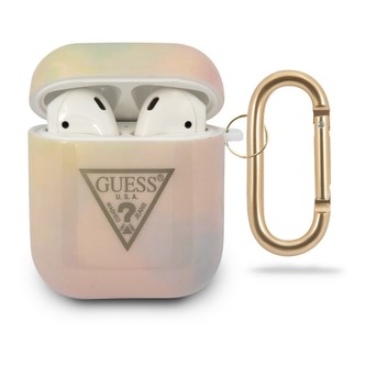 Guess TPU T&D Gold Triangle 01 pouzdro Apple Airpods 1/2 růžové