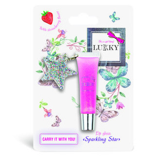 Lukky třpytivý lesk na rty s přívěskem, jahodová příchuť