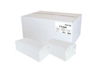 Papírové ručníky ZZ, 1 vrstva, bílé, celulóza, 5000 ks