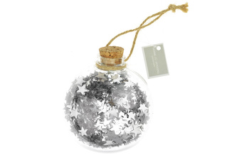 Koule s hvězdičkami (9cm) - Stříbrná