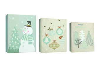 Vánoční dárkové krabice se třpytky - Sada 3 ks - Sněhulák