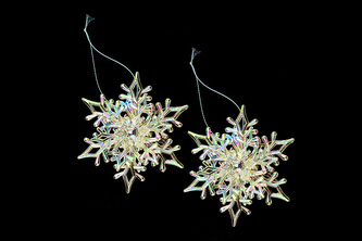 Dekorace vločky perleťové, 2ks