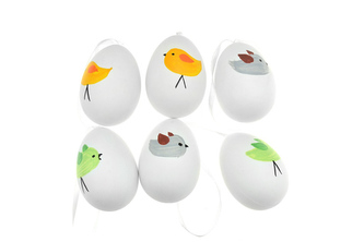 Velikonoční vajíčka 6ks, 6cm, zvířátka