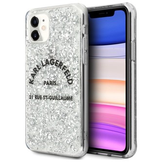 Karl Lagerfeld St.Guillaume Glitter kryt iPhone 11 stříbrný