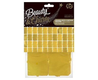 Party závěs metalický zlatý - kostičky 100 x 200 cm