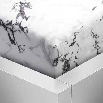 Prostěradlo Mikroflanel vzorované - mramor bílý - černá, bílá - 90x200 cm