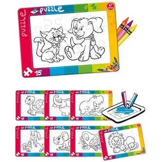 Puzzle 15 Jigsaw Kot i pies