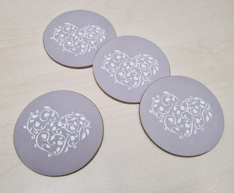 Sada 4 kusů korkových podtácků pod hrníček AMOUR šedá O 10 cm Essex