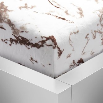 Prostěradlo Mikroflanel vzorované - mramor hnědý - bílá, hnědá - 90x200 cm