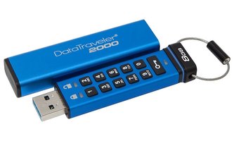 KINGSTON DT2000 8GB / USB 3.0 / 256-bit AES HW šifrování / keypad / modrá