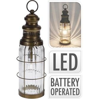 Lucerna s LED žárovkou 38 cm sklo / kov