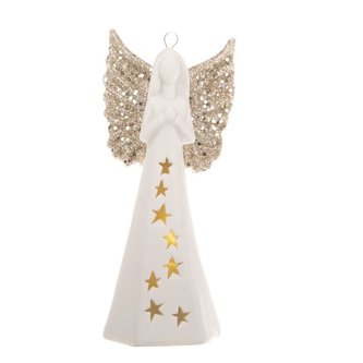 Porcelánový závěsný anděl s LED světlem, 12/144