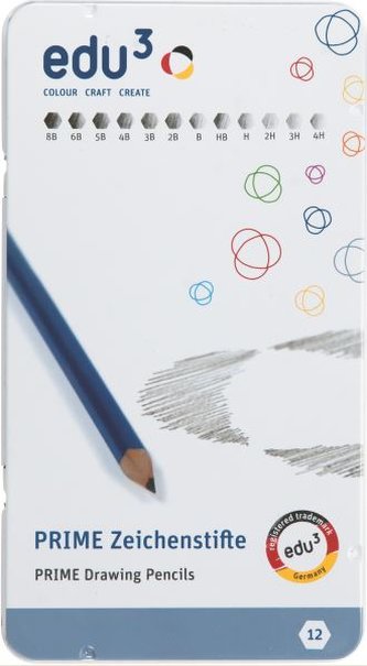 EDU3 Grafitová tužka šestihranná M12, sada 12 ks, v kovové krabičce