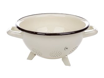 CEDNÍK SMALTOVANÝ S ÚCHYTY KRÉMOVÝ 20CM