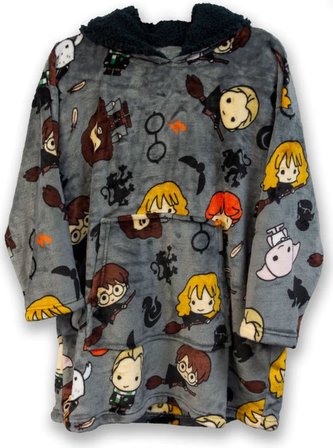 Unisex mikina Harry Potter: Chibi postavičky (délka 130 cm) šedý polyester